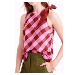 J. Crew bow shoulder top in oversized gingham